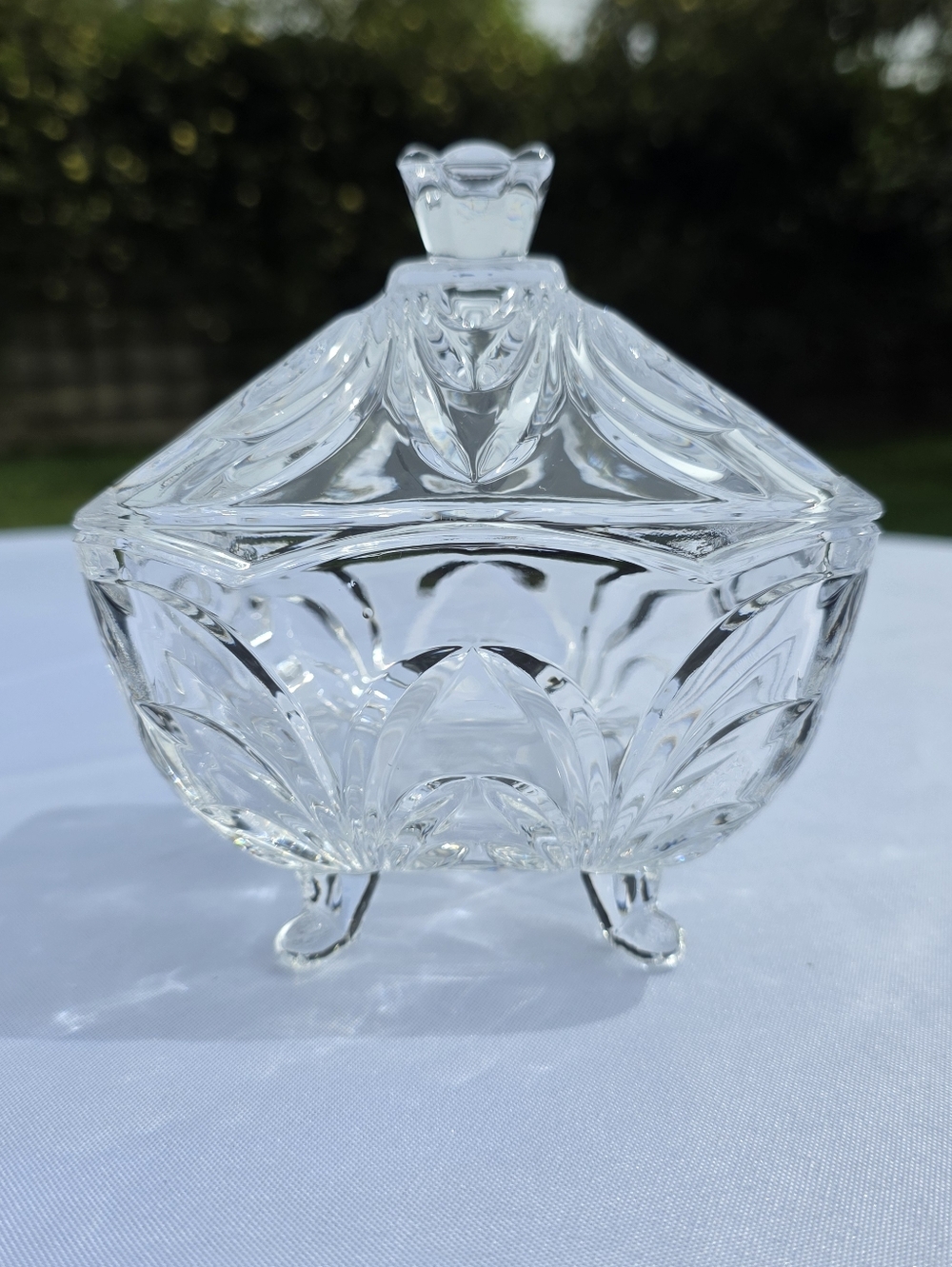 Godinger Crystal Covered Candy Dish | Footed Trinket Box with Lid